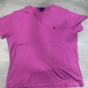Ralph Lauren Pink V-Neck Short Sleeve Tee